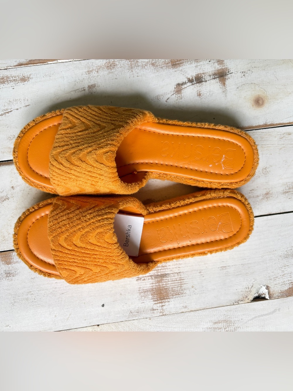 BERKSHA terrycloth pool slides mule sandals orange summer Resortwear sz 7.5 NWT - Picture 7 of 10